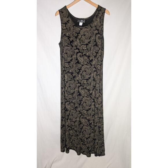 Molly Malloy Womens Vintage Dark Floral Paisley Dress Sz 16 Midi Maxi Whimsigoth - Picture 1 of 7
